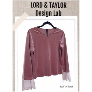 Lord & Taylor Blouse from Design Lab NWOT velvet ruffle cuffs Pink Size M